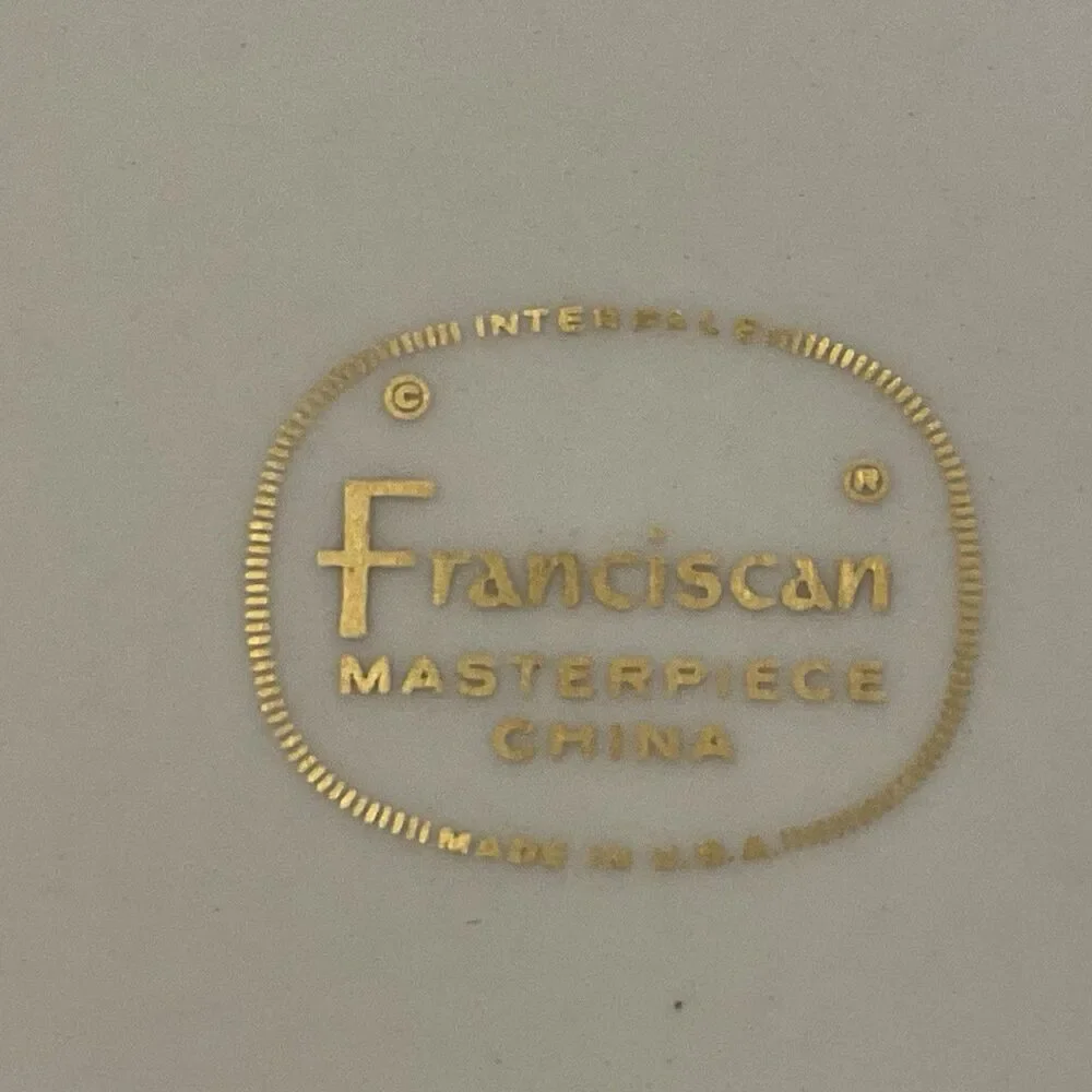 Set Of 5 Franciscan INDIGO Bread Butter Plates 6 1/4” Black Silver Rim USA 1970s